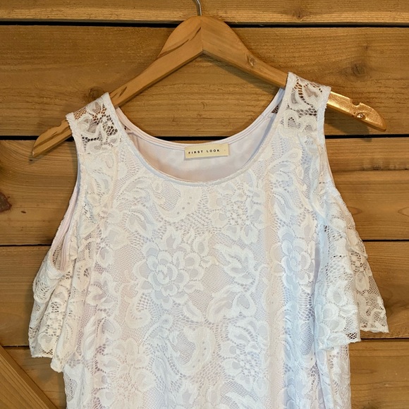 First Look Cold Shoulder White Lace Dress NWOT - Picture 5 of 9
